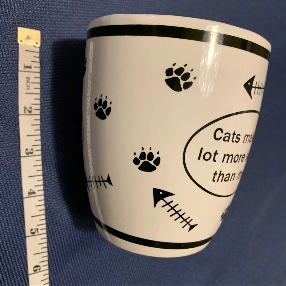 Cat ceramic oversized mug large cream black